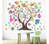 Classroom Inspirational Wall Stickers for Kids: Peel and Stick Hearts Tree Handprint You are Strong Wall Decals - Boys Room Girls Bedroom - Children Supplies Ages 1-12 Years Wall Art Decor