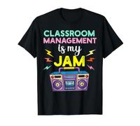 Classroom Management is My Jam 80s Retro Teachers Day Value Graphic T-Shirt, Men, Black, M