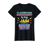 Classroom Management is My Jam 80s Retro Teachers Day Value Graphic T-Shirt, Women, Black, S