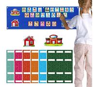 Classroom Management Pocket Chart | 74 Cards Classroom Attendance Chart,Who's Here Today, Pocket Chart with Pictures for Classroom, Homeschooling, Preschool Supplies Tumotsit