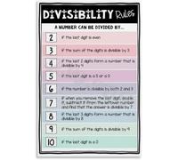 Classroom Maths Education Math Learning Poster Divisibility Rules Chart for Classroom, Study Room, Educational Metal Tin Sign 8x12 inch