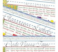 Classroom Name Plates, 25 Pack Reusable Desk Name Tags for Students with Manuscript & Cursive Alphabet, Teacher Supplies for Primary School, Nursery, Back to School (6.5x15 in, English & Spanish)