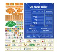 Classroom Planning Display - Wall Hanging Organizer, Pocket Chart Calendar | Large Visual Tracker with Daily Grid Layout, Interactive Teaching Aid for Elementary Learning Preschool Kids Teachers