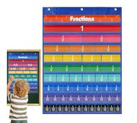 Classroom Pocket Chart, Decimal Fraction Cards, 67x52x0.2cm/26.38x20.47x0.08 inches Educational Learning Tool, Color-Coded Design, Durable PVC, 1 Set 24 Cards, School Teacher Math Activities