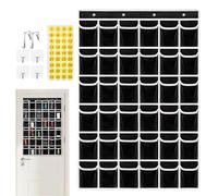 Classroom Pocket Chart Holder - Clear Wall Pocket Chart with 36 Pockets and 8 Hooks, Hanging Organizer for Mobile Phones, Calculators, Business Cards, Sum