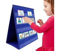 Classroom Pocket Chart Organizer - Table Top Stand, Double-Sided Desktop Pocket Chart, Self-Standing Portable Board, Teacher Demonstration Tool, Educational Learning Center for Students