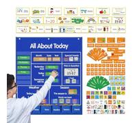 Classroom Pocket Chart - Pocket Charts Circle Time Calendar Classroom | School Supplies Learning Center Schedule for Time Weather Season Kindergarten Student Teacher Homeschool