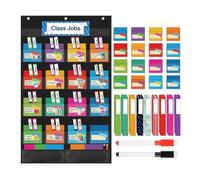 Classroom Pocket Charts, Teacher Organizer Display, Wall Hanging Pocket System, Educational Job Chart Set, for School Home Study Room Daily Use Activities Teaching Learning Organization