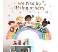 Classroom Rainbow Wall Stickers for Kids: Peel and Stick Inspirational Quotes We Rise by Lifting Others Wall Decals - Wall Decor Art Kids Supplies Ages 1-12 Years