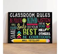Classroom Rules Poster Art Print Class Motivational Behavior Expectations Inspirational Educational Rules Signs Wall Art Decor For Elementary Middle School Back to School Teacher Supplies (396)