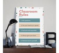 Classroom Rules Poster Art Print Class Motivational Behavior Expectations Inspirational Educational Rules Signs Wall Art Decor For Elementary Middle School Back to School Teacher Supplies (375)