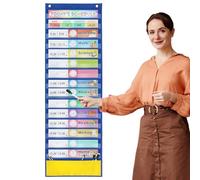 Classroom Schedule Pocket Chart - Educational Planner Board with Cards and Write On Markers | Reusable Routine Organizer for Preschool Home School Office Activity Teaching Display Learning Tool