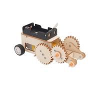 Classroom Science Car Build Project with Wooden Gear Structure, Motorized Assembly Model for Hands-on Learning and Family Craft Use Wooden Gear Car Assembly Project Science Craft Motorized Build Model
