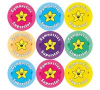Classroom Stickers 144 Gymnastics Superstar Reward Stickers, Multicolor, Paper, Bold, Colorful Stars, Stickers