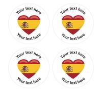 Classroom Stickers 144 Personalised Spanish Flag Heart Reward Stickers - Red and Yellow, Heart Style, Paper Material, Stickers, For Indoor Use, Classroom & Home, 30mm, 144 Count