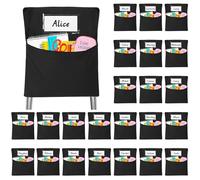 Classrooms Chair Pockets, 24 PCS Sturdy 18"x20" Chair Bags for Classroom Chairback Pockets with Name Tags Storage for Supplies Classroom Organization Fits Most Student Chairs K-2 Teacher Essentials