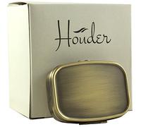Classy Brass Pill Box by Houder - Decorative Pill Case with Gift Box - Carry Your Meds in Style (Rectangular)