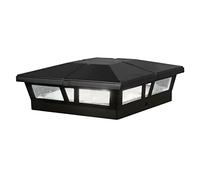 Classy Caps SLC771 Outdoor Wireless Aluminum Powder Coated Cambridge Solar Powered Post Cap Light for 6 X 6 inch Posts. Low Profile Black.