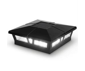 Classy Caps SLC771 Outdoor Wireless Aluminum Powder Coated Cambridge Solar Powered Post Cap Light for 6 X 6 inch Posts. Low Profile Black.