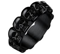 Classy Death Skull Rings Size Z+3 Stainless Steel Skeleton Band Ring Gothic Jewelry Black Skulls Rings for Children