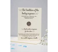 Classy Hen Lucky Sixpence Coin Wedding Card for the Bride - Genuine British Coin with Envelope