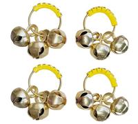 Classy Looks Ghungroo Bells Finger Clapping Ring Yellow Kadi (Non Brass) Home Temple Pooja Aarti Bhajan (4) (Big Size, High Sound) By Indian Collectible
