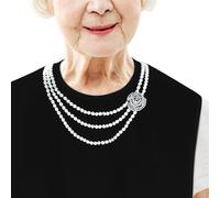 Classy Pal | Adult Bib for Women with Embroidered Design. Waterproof, Reusable & Washable (Pearl Necklace)