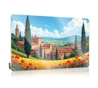 Classy Tin Metal Decor, Music Soft Bath Idyllic Italian Village With Cypress Trees And Flowers | Farmhouse Shop Decor(20X30CM)