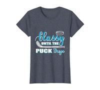 Classy Until The Puck Drops Ice Hockey Player Or Coach T-Shirt, Women, Heather Blue, Medium
