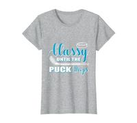 Classy Until The Puck Drops Ice Hockey Player Or Coach T-Shirt, Women, Heather Grey, Small