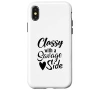 Classy With A Savage Side Funny Saying Mothers Day Case for iPhone X/XS