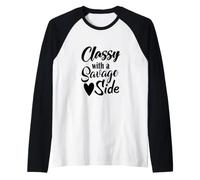 Classy with A Savage Side Funny Saying Raglan Baseball Tee