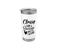 Classy with A Savage Side Funny Saying Stainless Steel Insulated Tumbler