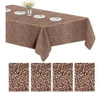 Classycoo 4 PCS Disposable Plastic Tablecloth, Table Cover for Kitchen Dinning Rectangle Tablecloths for Thanksgiving Christmas Wedding Parties Birthdays Home Decoration Leopard Print