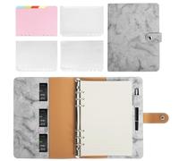 Classycoo A5 PU Leather Notebook Binder Refillable Notebook,with Refill Paper,Binder Pockets&Dividers (Marble Grey)