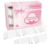 Classycoo Compressed Towel Tablets - 100% Cotton XL Disposable Face Towel, Individually Wrapped, Portable, Travel Mini Soft Washcloth, 12‘’x10‘’Camping Hiking, Facial Makeup Wipe, Gift Pink, 30 PCS