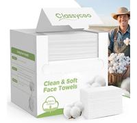 Classycoo XL Disposable Face Towel, 100% Cotton Ultra-Soft for Sensitive-Skin Facial Wipes Cleansing Towels, Odor-Free, Makeup Remover Cloths for Travel, Home Hand Dry Wipe(50 Count)