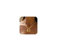 CLASSYZINT Adjustable A/M/S Pendant Necklace Boho Rope Layered Jewelry for Women, Everyday Stackable Initial Necklaces for Birthdays & Beach Vacations, M, Brass, No Gemstone