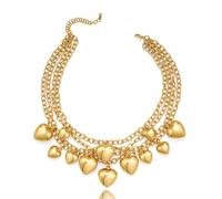 CLASSYZINT - Boho Bead Necklace Adjustable Multi Charms for Women Beach Accessories Holiday Party, Brass, No Gemstone