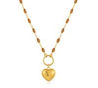 CLASSYZINT Heart Charm Choker Necklace for Women Chunky Chain Necklace Statement Necklace for Women, Brass, No Gemstone