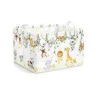 Clastyle 21L Kids Laundry Basket Forest Animals Clothes Toys Storage Box | Large Storage Basket for Toys Clothes Books, 42kg Load Capacity, Freestanding, Waterproof, Collapsible