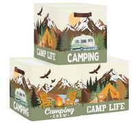 Clastyle 3 pcs Camping Cube Storage Unit Boxes Foldable Storage Baskets for Shelves Women Men Nursery Hamper Basket Book Clothes Toy Box Organizer,Hill Bottom,11.8x11.8x11.8 in