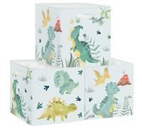 Clastyle 3 pcs Dinosaur Kid Cube Storage Unit Boxes Volcano Storage Baskets for Shelves Boy Girls Nursery Hamper Basket Book Clothes Toy Box Organizer,Volcanoes,11.8x11.8x11.8 in