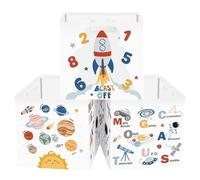 Clastyle 3 pcs Education Cube Storage Unit Boxes Foldable Kallax Box for Shelves Parents Storage Baskets for Book Clothes Toy Organizer,Space,11.8x11.8x11.8 in