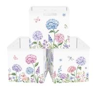 Clastyle 3 pcs Flowers Cube Storage Unit Boxes Foldable Kallax Box for Shelves Parents Storage Baskets for Book Clothes Toy Organizer,Purple Hydrangea,11.8x11.8x11.8 in
