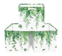 Clastyle 3 pcs Leaf Cube Storage Unit Boxes Kallax Box for Shelves Parents Storage Baskets for Book Clothes Toy Organizer, Green, 11.8x11.8x11.8 in