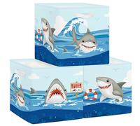 Clastyle 3 pcs Ocean Animals Cube Storage Unit Boxes Foldable Kallax Box for Shelves Parents Storage Baskets for Book Clothes Toy Organizer,Shark,11.8x11.8x11.8 in