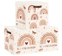 Clastyle 3 pcs Rainbow Cube Storage Unit Boxes Boho Kallax Box for Shelves Parents Storage Baskets for Book Clothes Toy Organizer,Butterfly,11.8x11.8x11.8 in