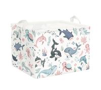 Clastyle 36L Kids Laundry Basket Marine Animals Clothes Toys Storage Box