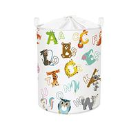 Clastyle 45L Cute Alphabets Animal Kids Laundry Basket Cartoon Baby Washing Basket Koala Elephant Clothes Toys Storage Basket for Bedroom, 14.2x17.7 in